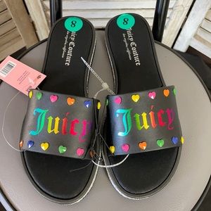 Juicy Couture Multicolor Heart Sandals Sz 8M new